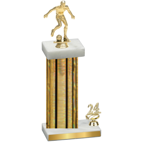 Accented Single Gold Glacier Year Soccer Trophy