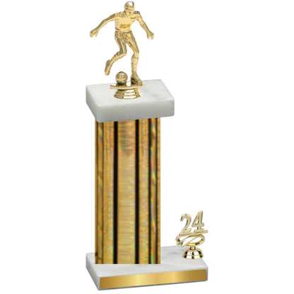 Accented Single Gold Glacier Year Soccer Trophy