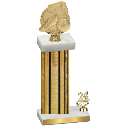 Accented Single Gold Glacier Year Soccer Trophy