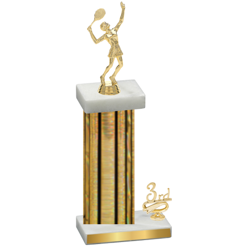 Accented Single Gold Glacier Third Place Tennis Trophy