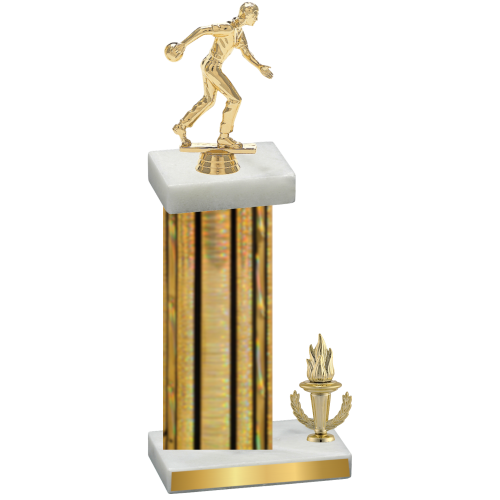 Accented Single Gold Glacier Victory Bowling Trophy