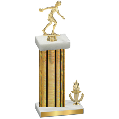 Accented Single Gold Glacier Victory Bowling Trophy