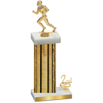 Accented Single Gold Glacier Second Place Football Trophy