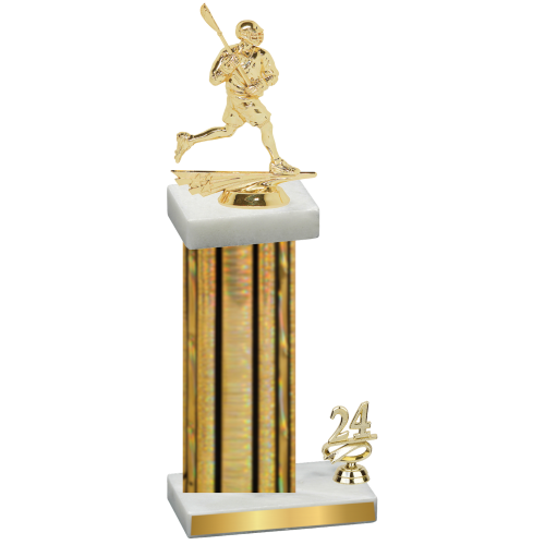 Accented Single Gold Glacier Year Lacrosse Trophy