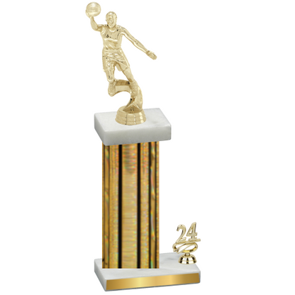 Accented Single Gold Glacier Year Basketball Trophy