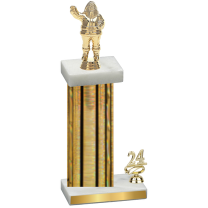 Accented Single Gold Glacier Year Holiday Trophy