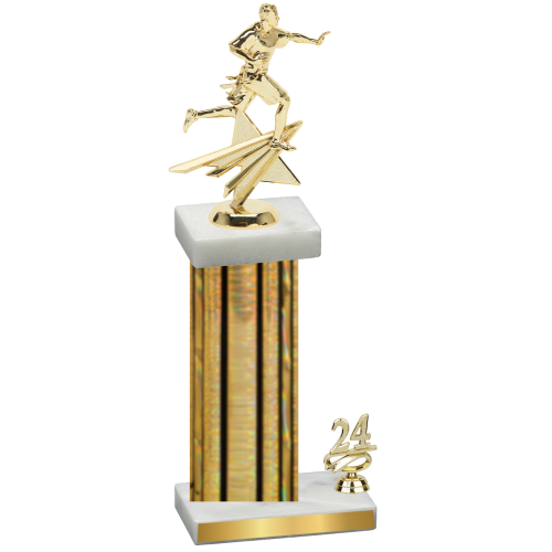 Accented Single Gold Glacier Year Flag Football Trophy