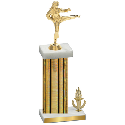 Accented Single Gold Glacier Victory Karate Trophy