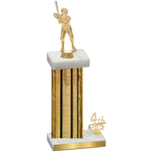 Accented Single Gold Glacier Fourth Place Baseball Trophy