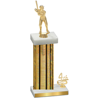 Accented Single Gold Glacier Fourth Place Baseball Trophy