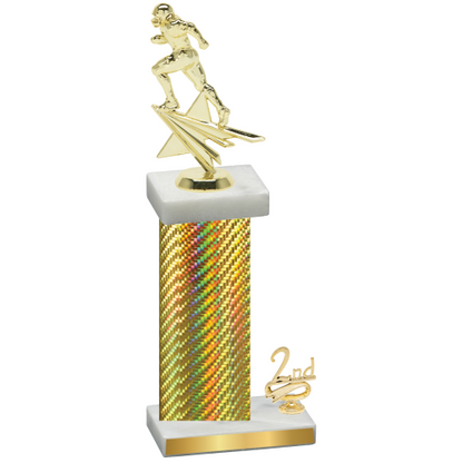 Accented Single Gold Carbon Fiber Second Place Football Trophy