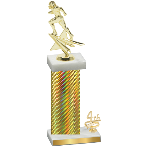 Accented Single Gold Carbon Fiber Fourth Place Football Trophy