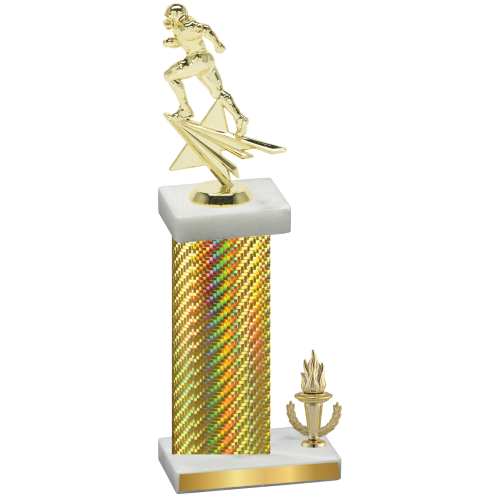 Accented Single Gold Carbon Fiber Victory Football Trophy