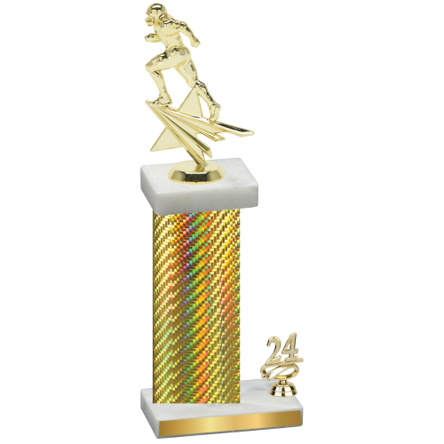 Accented Single Gold Carbon Fiber Year Football Trophy