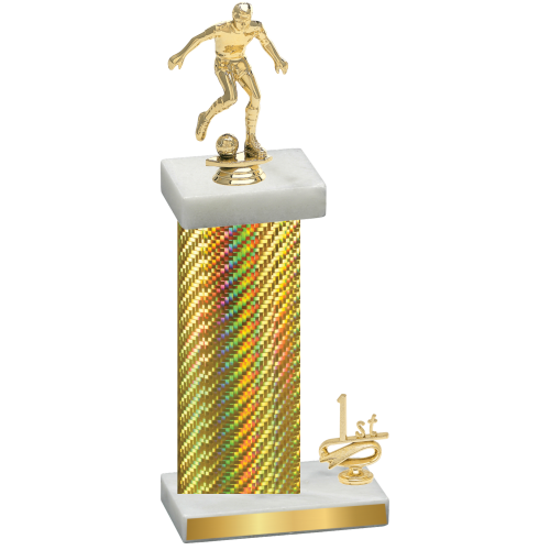 Accented Single Gold Carbon Fiber First Place Soccer Trophy