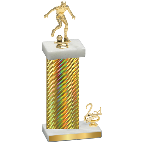 Accented Single Gold Carbon Fiber Second Place Soccer Trophy