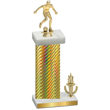 Accented Single Gold Carbon Fiber Victory Soccer Trophy