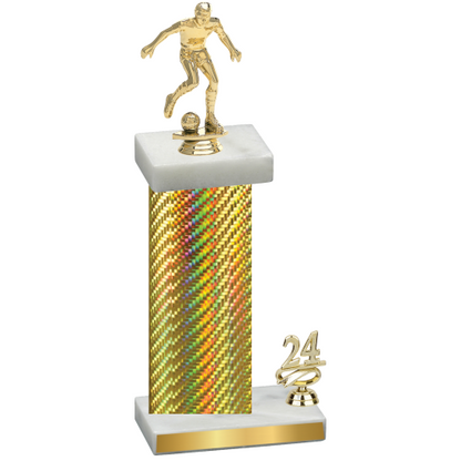 Accented Single Gold Carbon Fiber Year Soccer Trophy