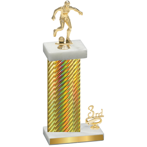 Accented Single Gold Carbon Fiber Third Place Soccer Trophy