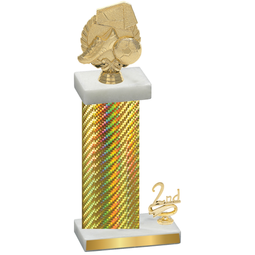 Accented Single Gold Carbon Fiber Second Place Soccer Trophy