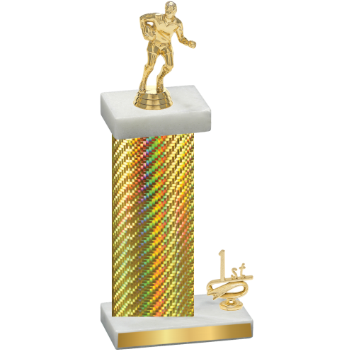 Accented Single Gold Carbon Fiber First Place Rugby Trophy