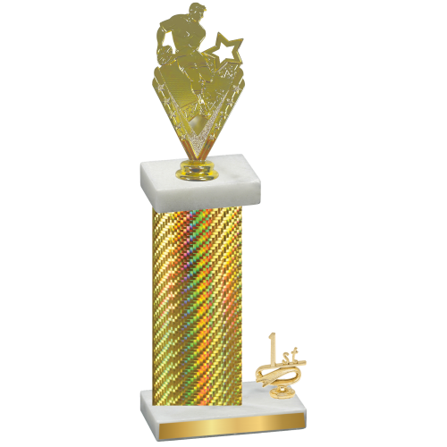 Accented Single Gold Carbon Fiber First Place Rugby Trophy