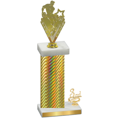 Accented Single Gold Carbon Fiber Third Place Rugby Trophy