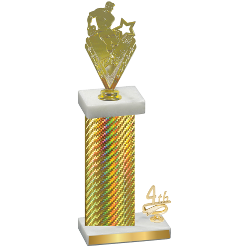 Accented Single Gold Carbon Fiber Fourth Place Rugby Trophy