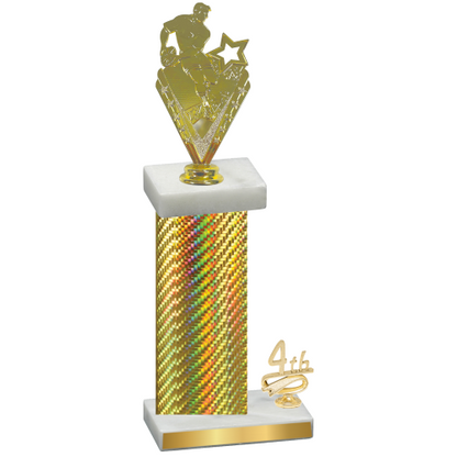 Accented Single Gold Carbon Fiber Fourth Place Rugby Trophy