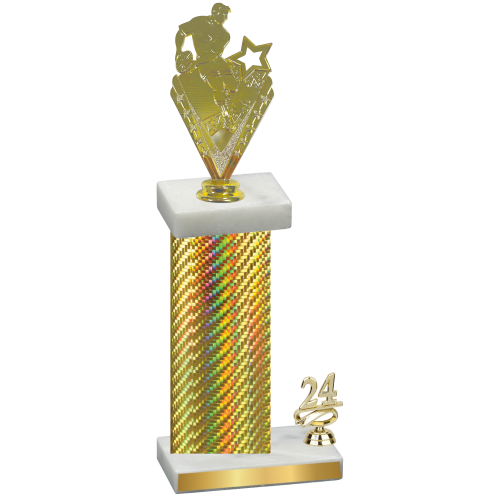 Accented Single Gold Carbon Fiber Year Rugby Trophy