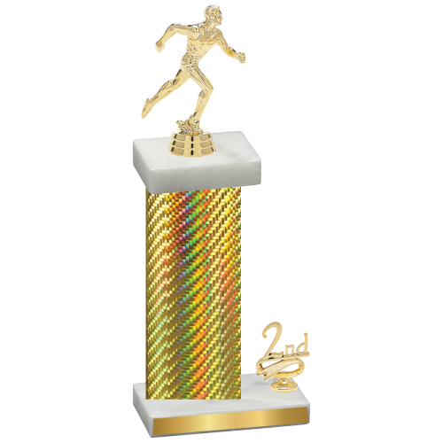 Accented Single Gold Carbon Fiber Second Place Running Trophy