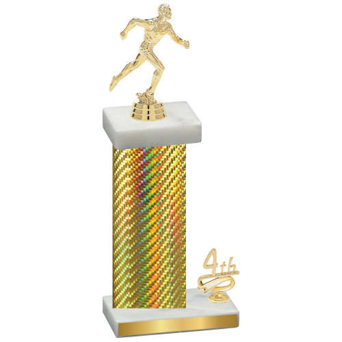 Accented Single Gold Carbon Fiber Fourth Place Running Trophy