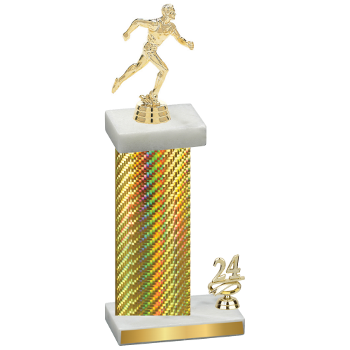 Accented Single Gold Carbon Fiber Year Running Trophy