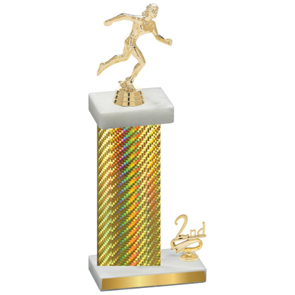 Accented Single Gold Carbon Fiber Second Place Running Trophy