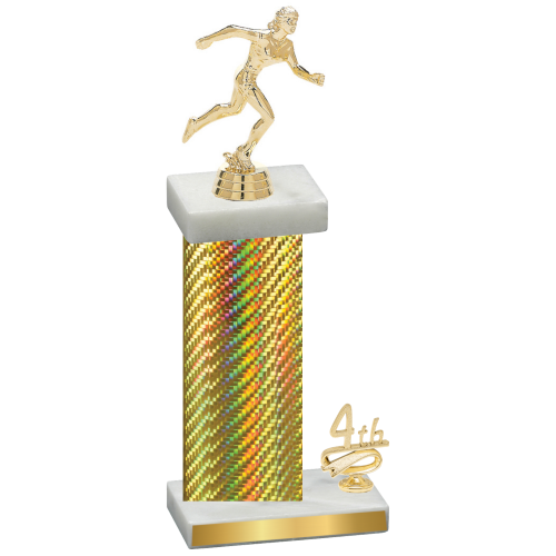 Accented Single Gold Carbon Fiber Fourth Place Running Trophy