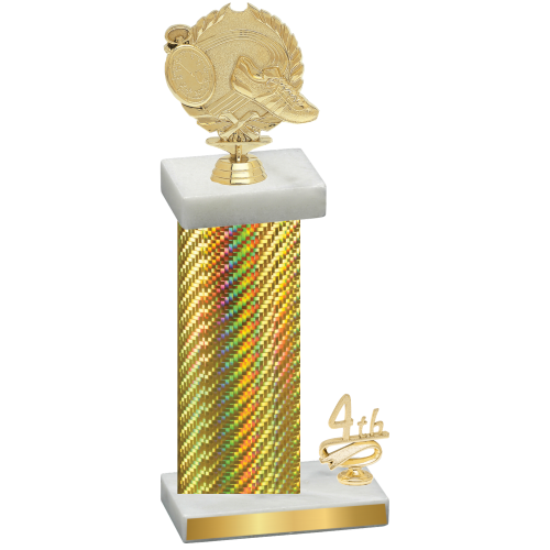 Accented Single Gold Carbon Fiber Fourth Place Running Trophy