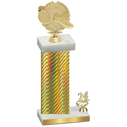 Accented Single Gold Carbon Fiber Year Running Trophy