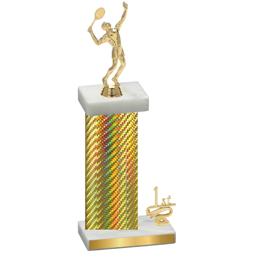 Accented Single Gold Carbon Fiber First Place Tennis Trophy