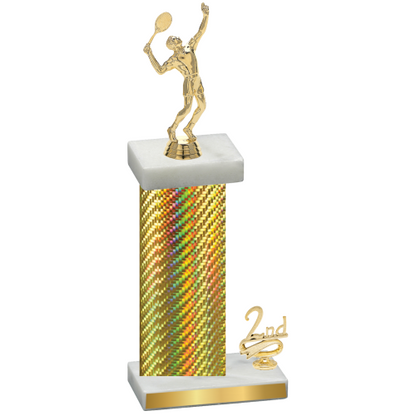 Accented Single Gold Carbon Fiber Second Place Tennis Trophy