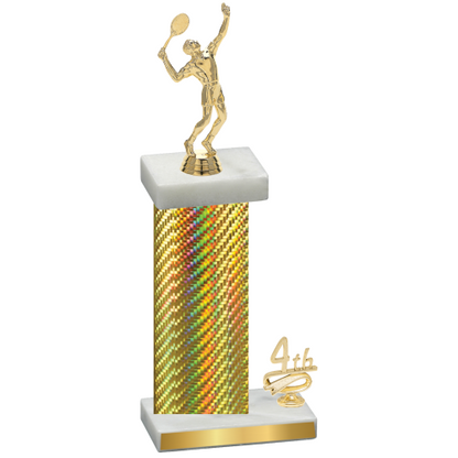 Accented Single Gold Carbon Fiber Fourth Place Tennis Trophy