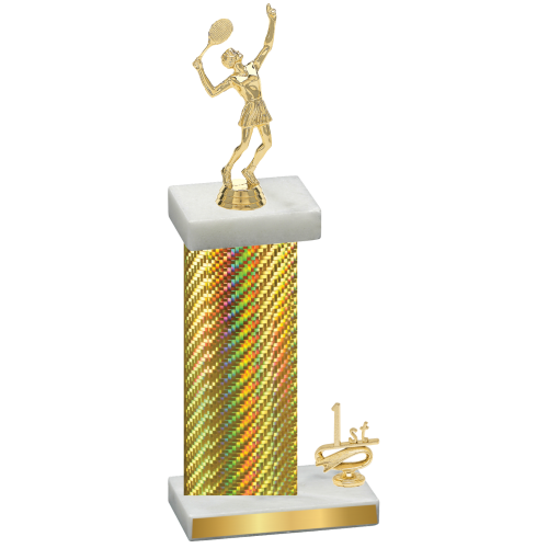 Accented Single Gold Carbon Fiber First Place Tennis Trophy