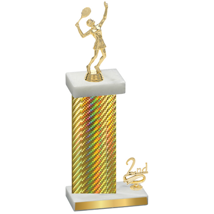 Accented Single Gold Carbon Fiber Second Place Tennis Trophy