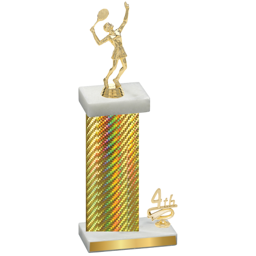 Accented Single Gold Carbon Fiber Fourth Place Tennis Trophy