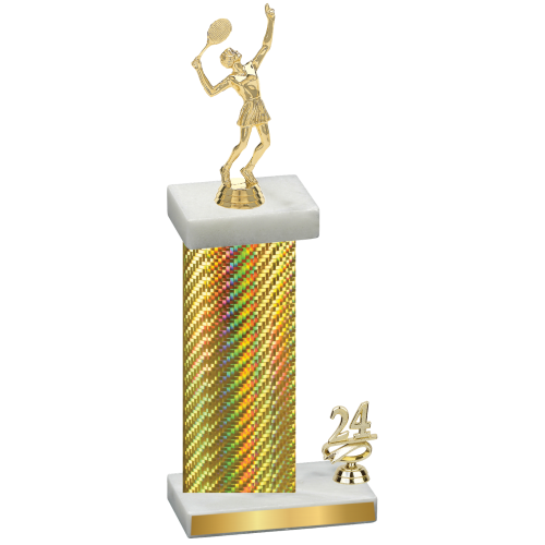 Accented Single Gold Carbon Fiber Year Tennis Trophy