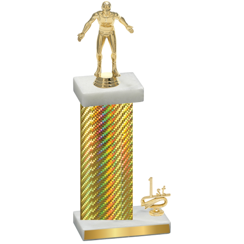 Accented Single Gold Carbon Fiber First Place Wrestling Trophy