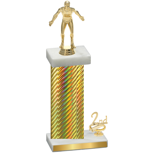 Accented Single Gold Carbon Fiber Second Place Wrestling Trophy