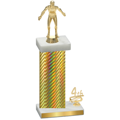 Accented Single Gold Carbon Fiber Fourth Place Wrestling Trophy