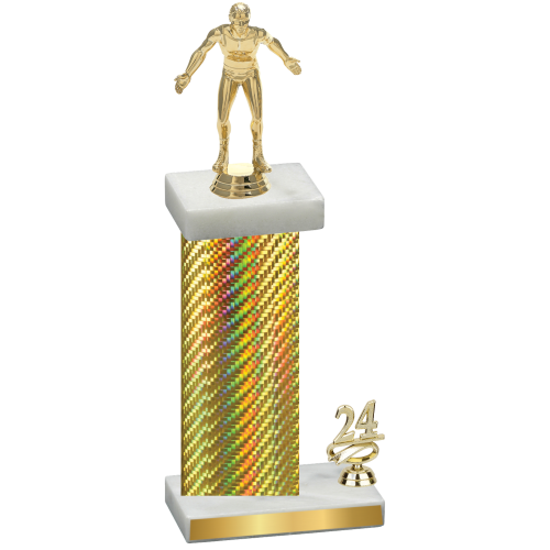 Accented Single Gold Carbon Fiber Year Wrestling Trophy