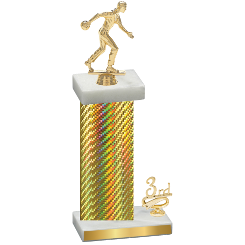 Accented Single Gold Carbon Fiber Third Place Bowling Trophy