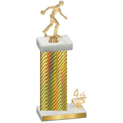 Accented Single Gold Carbon Fiber Fourth Place Bowling Trophy